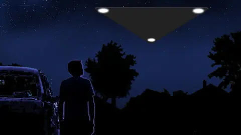 FBI witness reconstruction of a dark triangle with three diffuse white lights near its corners, based on the 2011 account.