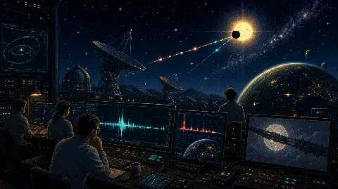 Пиксельная иллюстрация научного поиска техносигнатур