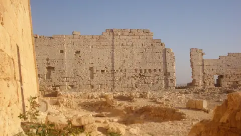 South-facing view inside the temple ruins at Taposiris Magna, Egypt.